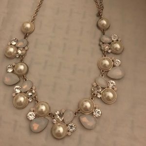 J Crew white silver and pearl necklace